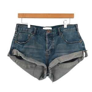 One Teaspoon Eddie Eagle Blakey Denim Shorts Size 26 Mid Rise Slouchy Festival